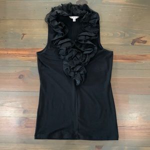Vintage CAbi Black Ruffle Tank